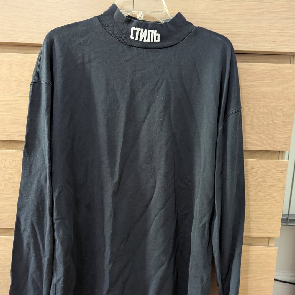 Heron Preston Style Russian Mock Neck Long Sleeve Shirt